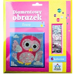 Diamentowy obrazek Sowa 220x235 mm mozaika diamentowa dla dzieci Pryzmat