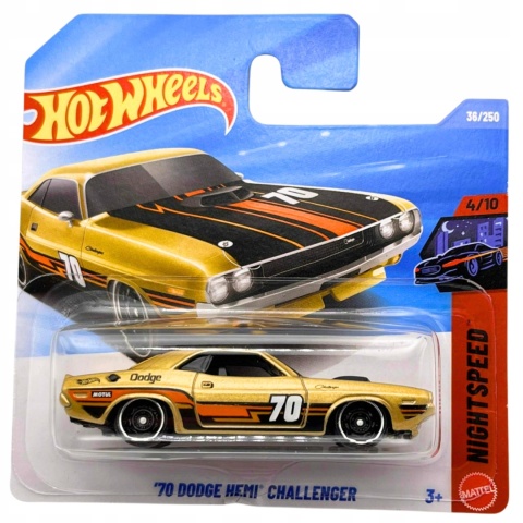 Hot Wheels '70 Dodge HEMI Challenger JJJ07 1:64 metalowy samochodzik 3+