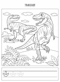 Kolorowanka edukacyjna Dinozaury szlaczki ćwiczenia grafomotoryczne Pryzmat