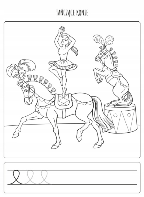 Kolorowanka ze szlaczkami W cyrku ćwiczenia grafomotoryczne dla dzieci