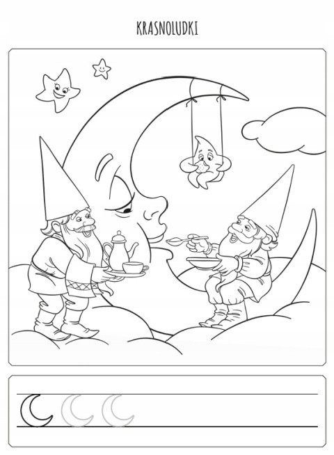Kolorowanka ze szlaczkiem Postacie z bajek Kreatywna Malowanka edukacyjna