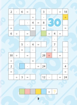 Krzyżówki matematyczne mnożenie i dzielenie do 50 książeczka edukacyjna 7+