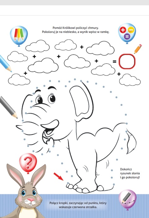 Książeczka edukacyjna dla dzieci 4+ Zabawy z królikiem cz. 1 Zadania