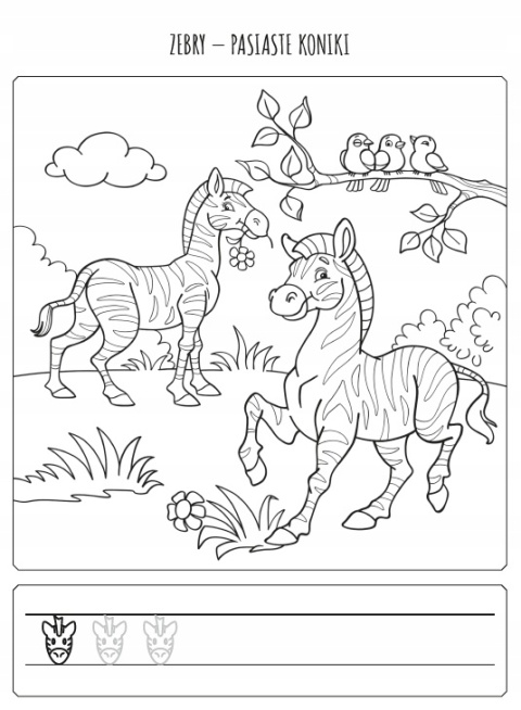 Malowanka ze szlaczkiem W ZOO Kolorowanka dla dzieci ze zwierzątkami