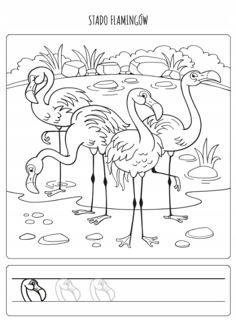 Malowanka ze szlaczkiem W ZOO Kolorowanka dla dzieci ze zwierzątkami