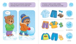 Mały miś uczy się ubierać książeczka edukacyjna z naklejkami dla dzieci 2+