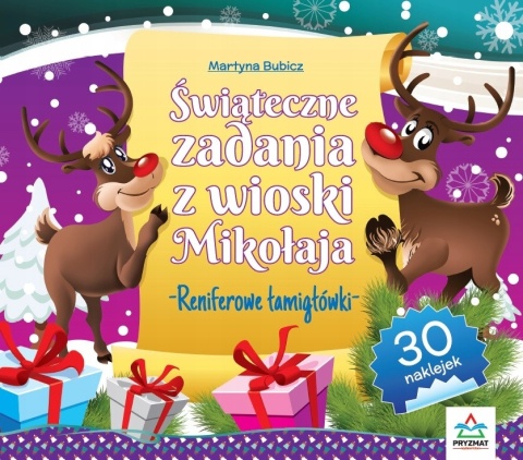 Reniferowe łamigłówki kreatywna świąteczna książeczka dla dzieci naklejki