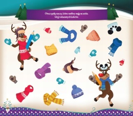 Reniferowe łamigłówki kreatywna świąteczna książeczka dla dzieci naklejki