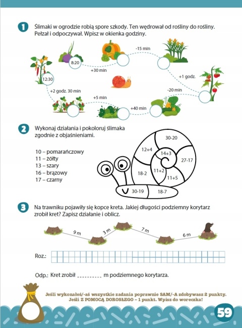 Ślimak matematyczny klasa 2 matematyka Montessori ćwiczenia dla dzieci 7+