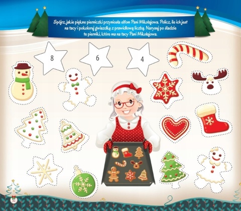 Świąteczne zadania z wioski Mikołaja książeczka z zadaniami i naklejkami 3+