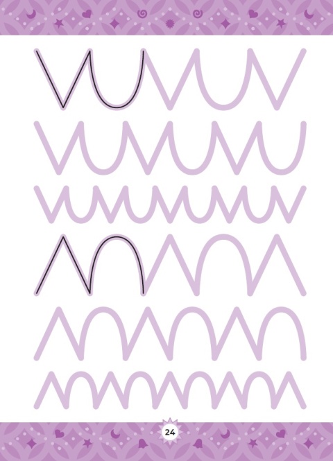 Szlaczki dla dzieci 3+ rysowanie po śladzie ćwiczenia grafomotoryczne