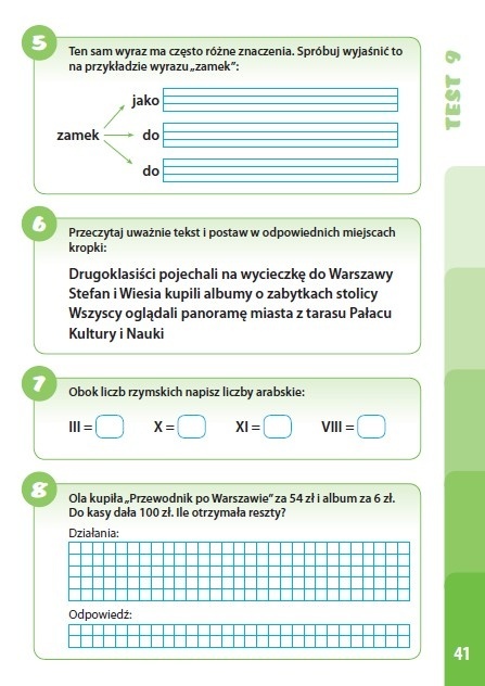 Zeszyt testów dla klasy 2 Testy 2 sprawdziany szkolne książeczka edukacyjna