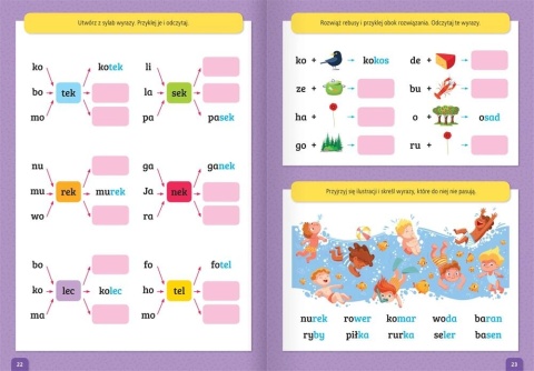 Czytam sylabami i naklejam Czytanie sylabowe Książka do nauki czytania