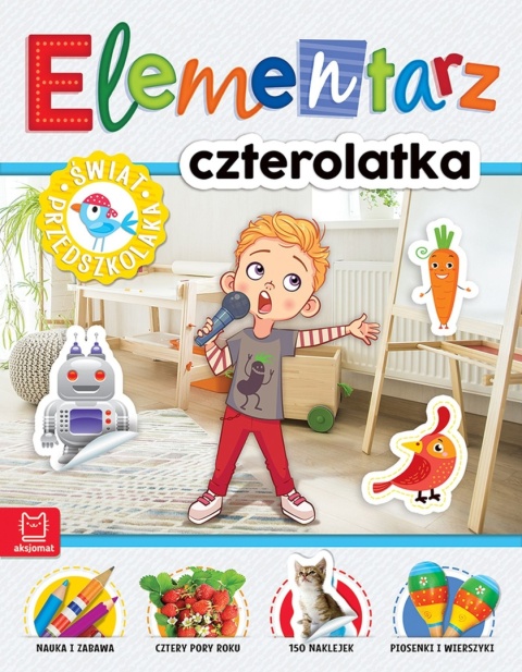 Elementarz 4-latka Świat przedszkolaka 150 naklejek Książka edukacyjna