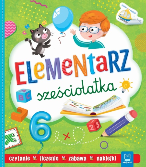 Elementarz sześciolatka 6+ Czytanie Liczenie Naklejki Książka edukacyjna