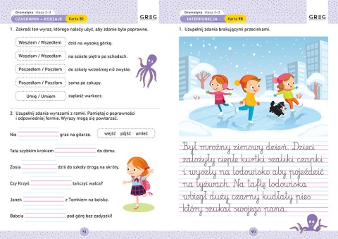 Gramatyka karty pracy w szkole i w domu Greg ćwiczenia język polski