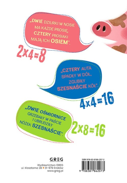 Ilustrowana Tabliczka mnożenia książka edukacyjna dla dzieci nauka liczenia