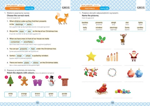 Język angielski karty pracy w szkole i w domu klasa 4 Ćwiczenia GREG
