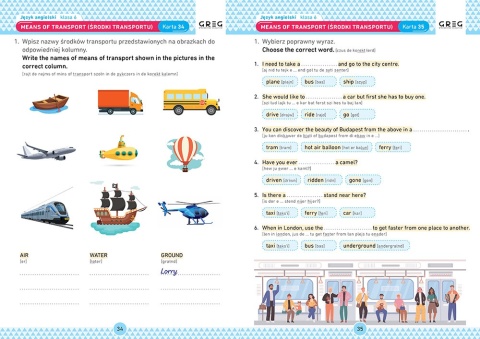 Język angielski karty pracy w szkole i w domu klasa 6 Ćwiczenia GREG
