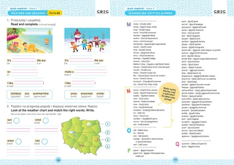 Język angielski klasa 2 karty pracy w szkole i w domu GREG Ćwiczenia