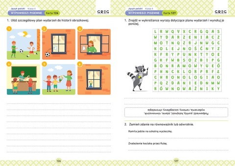 Język polski karty pracy w szkole i w domu klasa 4 szkoły podstawowej GREG