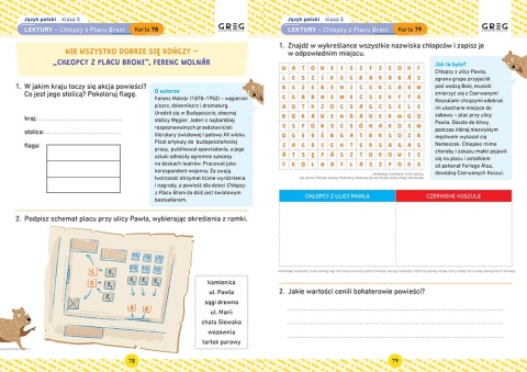 Język polski karty pracy w szkole i w domu klasa 5 GREG ćwiczenia