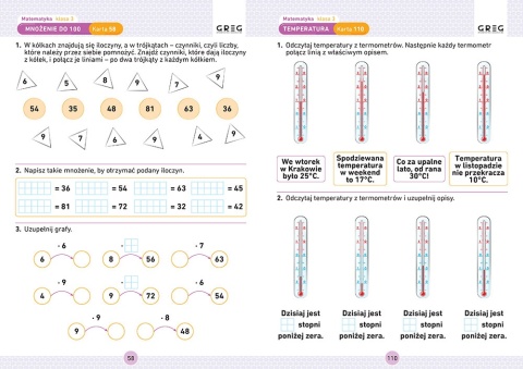 Karty pracy matematyka klasa 3 ćwiczenia szkoła dom Zadania GREG
