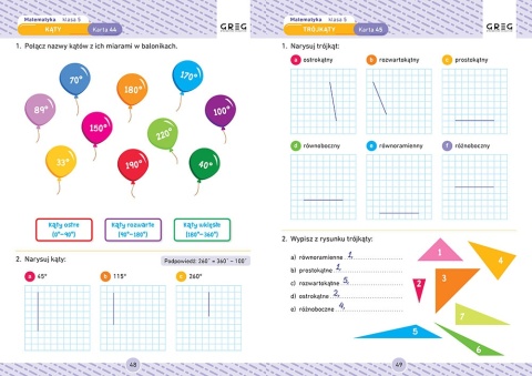 Karty pracy matematyka klasa 5 szkoły podstawowej ćwiczenia szkoła dom GREG
