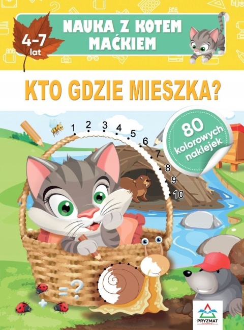 Książeczka dla dzieci zwierzęta kto gdzie mieszka zadania naklejki