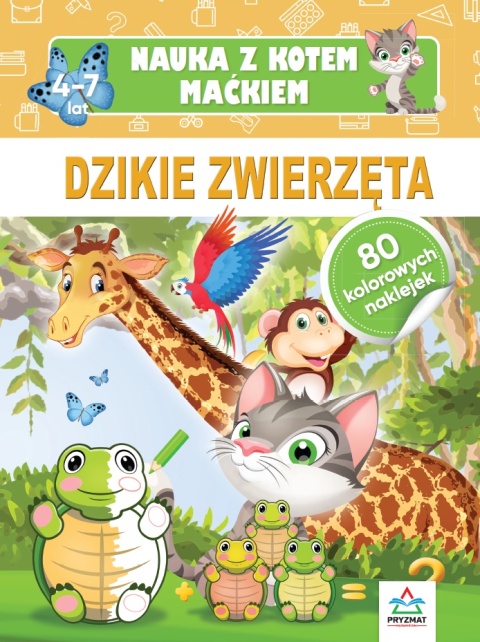 Książeczka edukacyjna Dzikie zwierzęta dla dzieci 4+ zadania naklejki