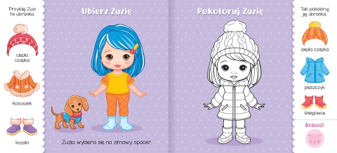 Książeczka ubieranka Co mam włożyć? dla dziewczynki z naklejkami Aksjomat