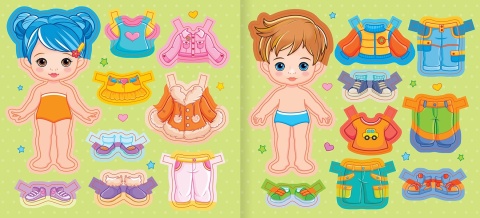 Książeczka ubieranka Co mam włożyć? dla dziewczynki z naklejkami Aksjomat