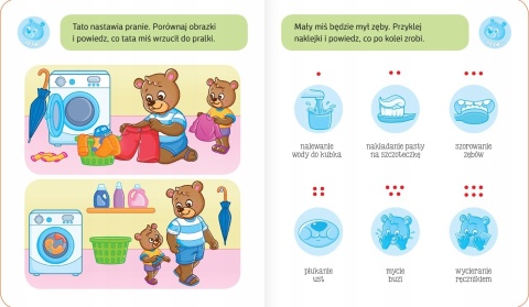 Mały miś dba o higienę Aktywizująca książeczka z naklejkami 2+
