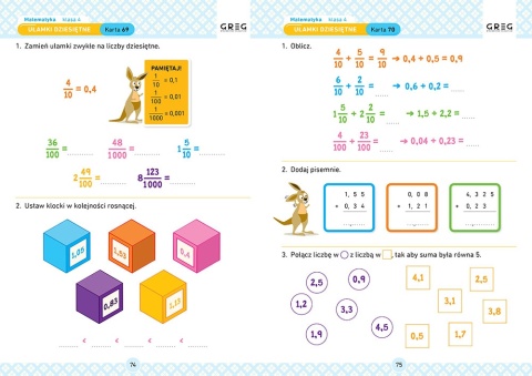 Matematyka karty pracy w szkole i w domu klasa 4 szkoły podstawowej GREG