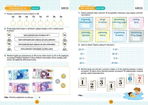 Matematyka klasa 2 szkoły podstawowej karty pracy ćwiczenia Zadania GREG
