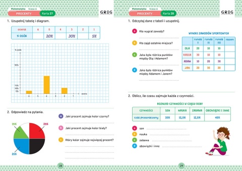 Matematyka klasa 6 karty pracy w szkole i w domu Greg Ćwiczenia Zadania