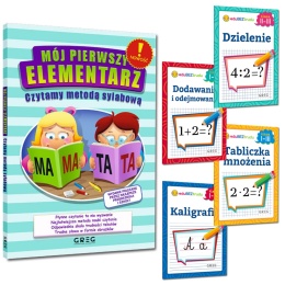 Mój pierwszy Elementarz do nauki czytania metodą sylabową dla dzieci GREG + Zestaw