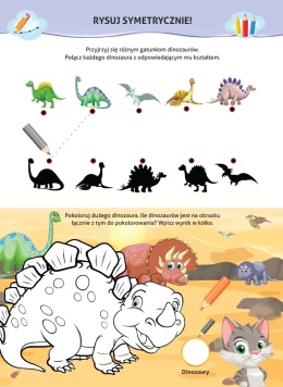 Nauka z kotem Maćkiem Dinozaury Książeczka edukacyjna kolorowanka naklejki