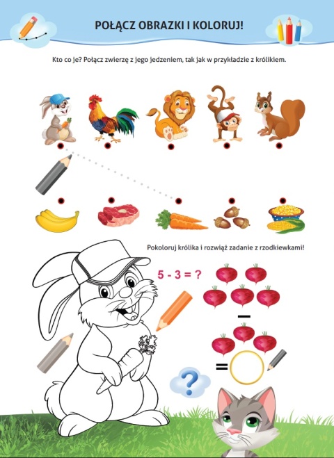 Nauka z kotem Maćkiem Kto co je książeczka edukacyjna 4+ naklejki