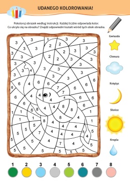 Nauka z kotem Maćkiem Liczby Książeczka edukacyjna Kolorowanka z naklejkami