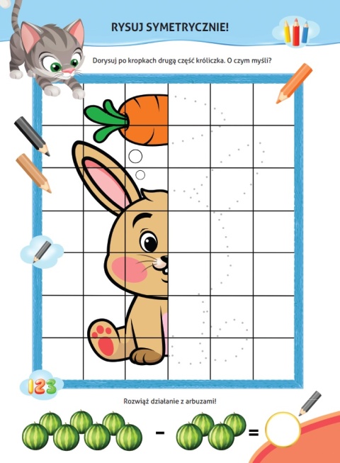 Nauka z kotem Maćkiem Owoce i warzywa książeczka edukacyjna 4+ naklejki