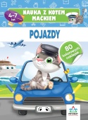 Nauka z kotem Maćkiem Pojazdy Książeczka z naklejkami Kolorowanka zadania