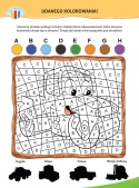 Nauka z kotem Maćkiem Pojazdy Książeczka z naklejkami Kolorowanka zadania