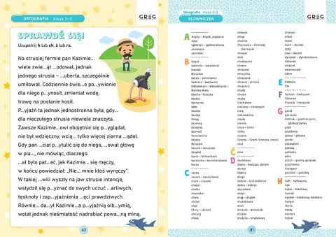 Ortografia karty pracy w szkole i w domu klasy 2-3 szkoły podstawowej GREG