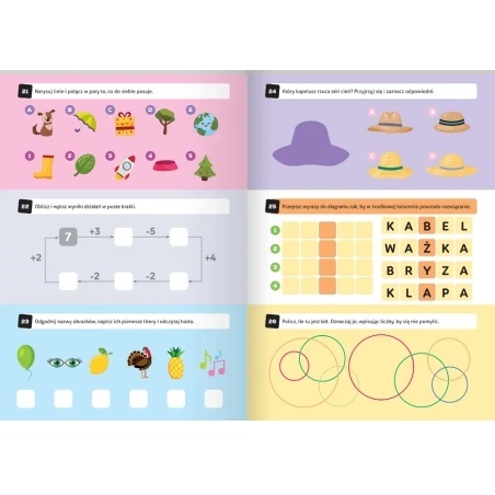 Pakiet książeczek łamigłówki zadania dla 6 latka 4 sztuki dla dzieci