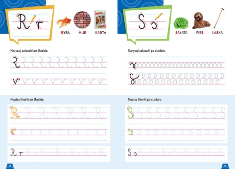 Szlaczki i literki - zeszyt edukacyjny nauka pisania liter dzieci GREG + Zestaw