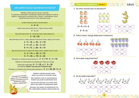 Tabliczka mnożenia karty pracy w szkole i w domu Matematyka dla dzieci GREG