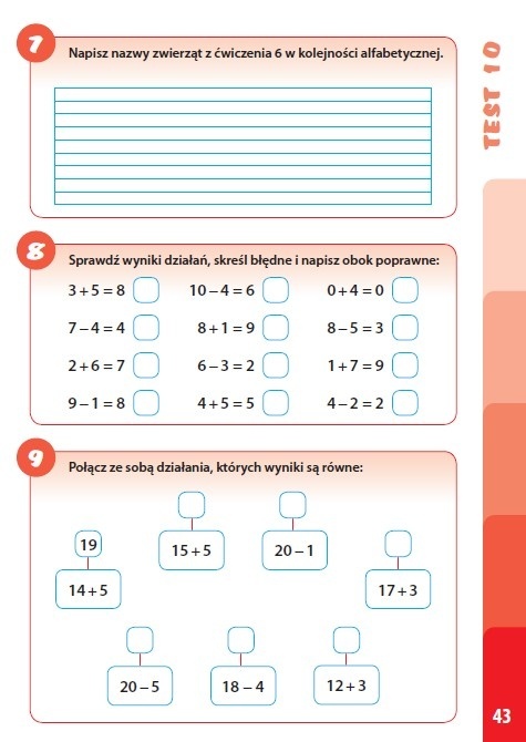 Testy przykładowe sprawdzające klasa 1 język polski matematyka edukacja