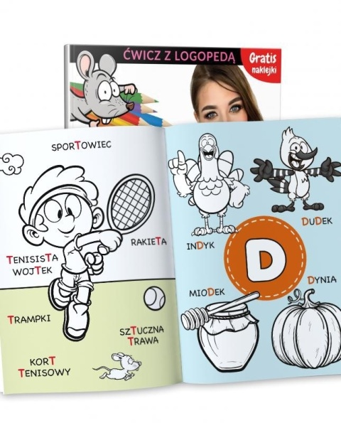 Kolorowanka logopedyczna ćwiczenia wymowy Głoski T D N Martel 16s