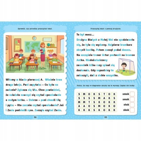 Nauka czytania sylabami naklejki zadania 4-6 lat Aksjomat miękka A4